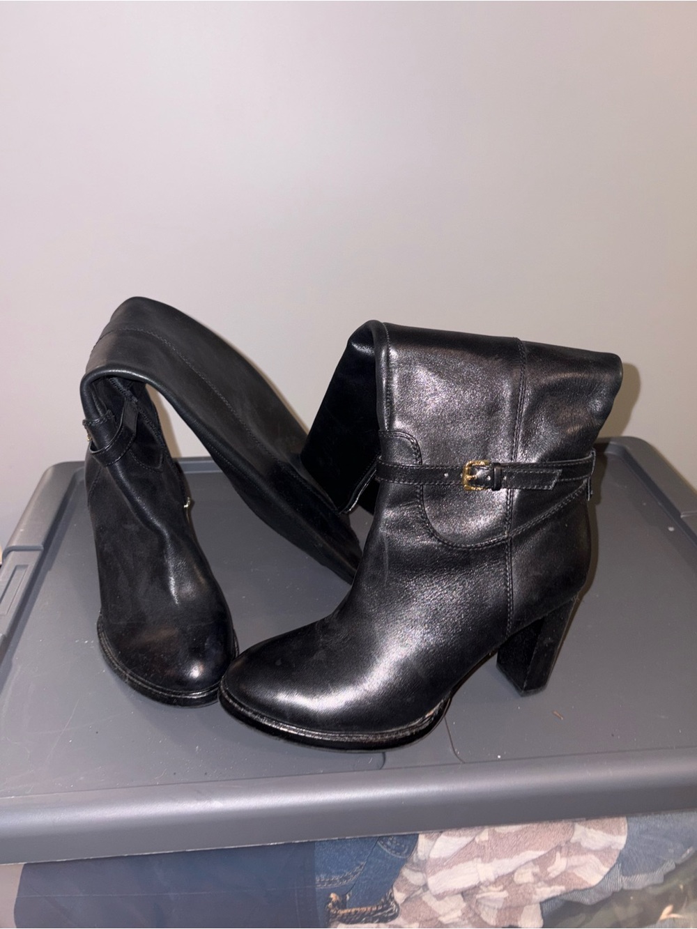 Ivanka Trump Classic Black Leather Knee-High Heeled Boots